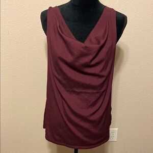 Burgundy Razorback Top with Cowl Neck
